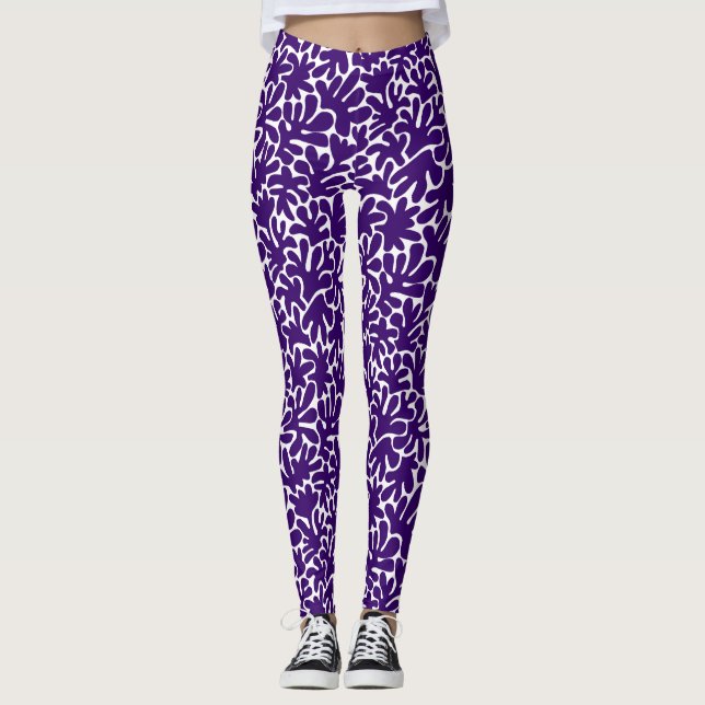Organic Shapes Abstract 240822 - Deep Purple Leggings (Front)