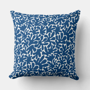 Organic Shapes Abstract 240822 - Indigo Style Blue Cushion