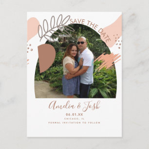 Organic Shapes Arch Boho Save the Date Photo  Postcard
