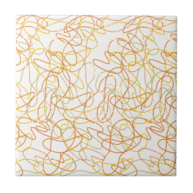 Organic Shapes in Orange, Gold and Yellow on White Tile (Front)