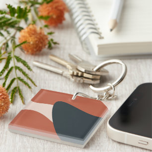Organic Shapes Warm Tones Modern Key Ring