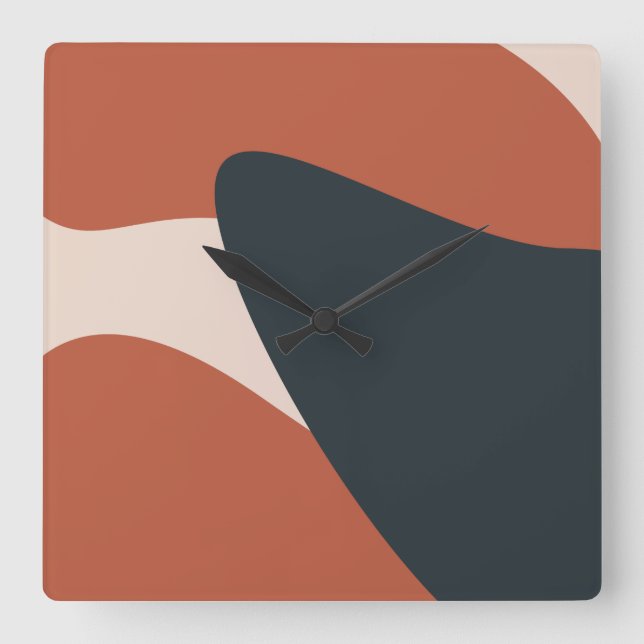 Organic Shapes Warm Tones Modern Square Wall Clock (Front)