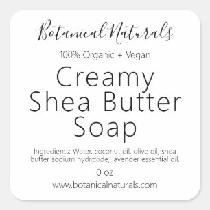Organic Shea Butter Homemade Soap Simple Labels