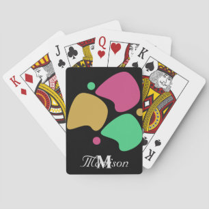 Organic Smooth Rocks and Dots Pink Green Yellow Playing Cards