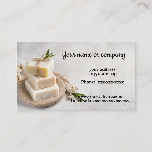 Organic soap business card (Front)
