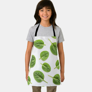 Organic Spinach Leaf Seamless Pattern Apron