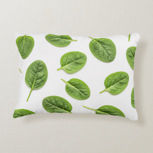 Organic Spinach Leaf Seamless Pattern Decorative Cushion
