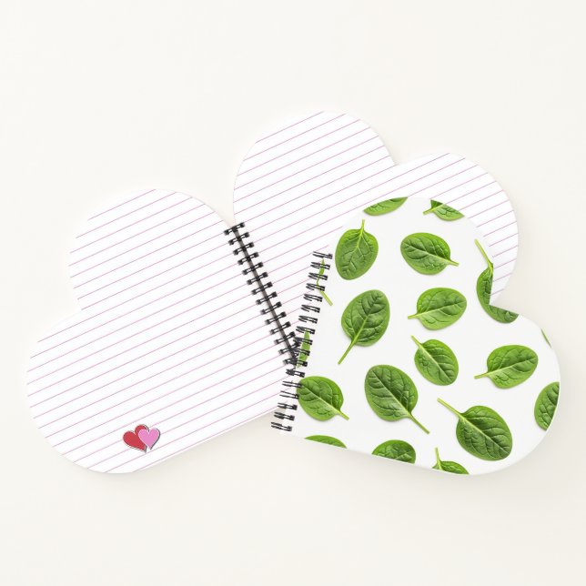 Organic Spinach Leaf Seamless Pattern Notebook (Inside)