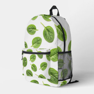 Organic Spinach Leaf Seamless Pattern Printed Backpack