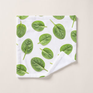 Organic Spinach Leaf Seamless Pattern Wash Cloth