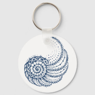 Organic spiral blue key ring