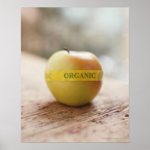 Organic sticker on apple poster