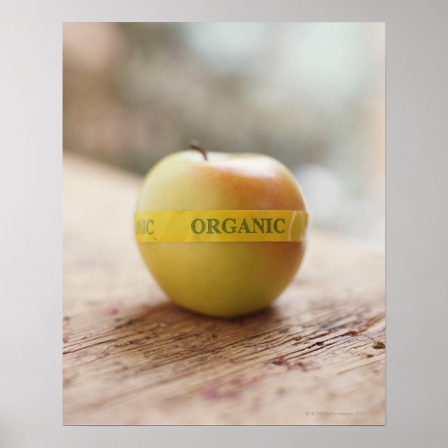 Organic sticker on apple poster (Front)