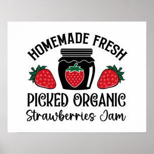 Organic strawberry jam word art vendors poster
