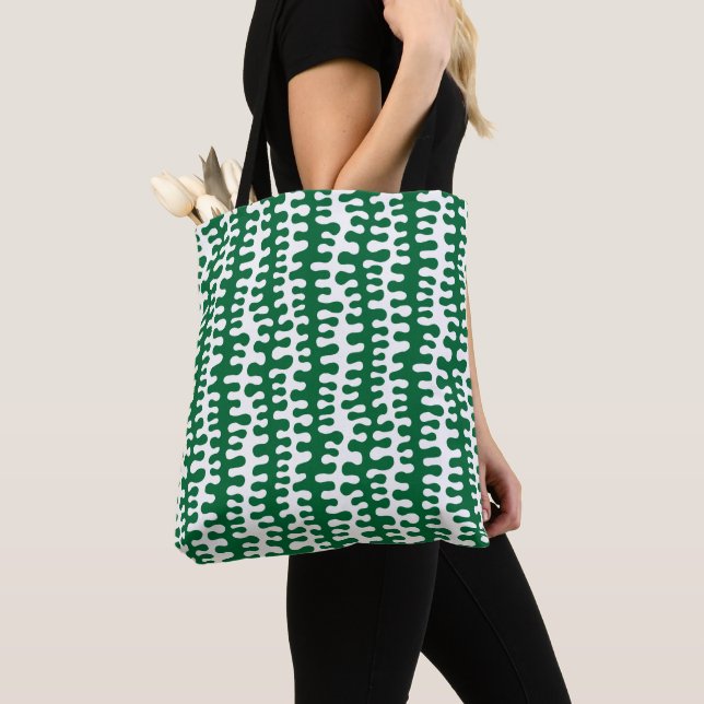 Organic Stripes - Forest Green Tote Bag (Close Up)