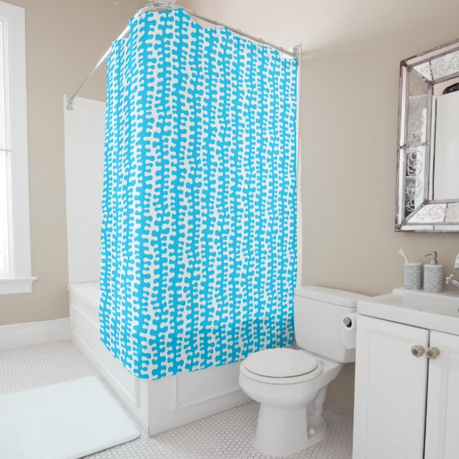 Organic Stripes - Sky Blue Shower Curtain (In Situ)
