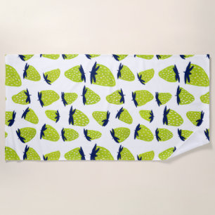 Organic summer strawberries neon green beach towel