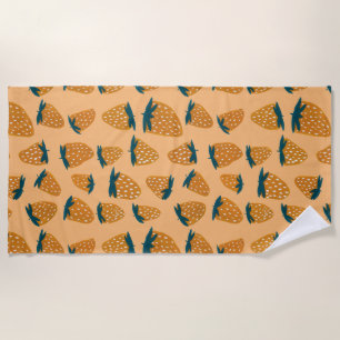 Organic summer strawberries orange beach towel