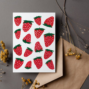 Organic summer strawberries - red and green postcard