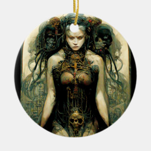 Organic Tech Woman Fantasy Sci-Fi Ceramic Tree Decoration
