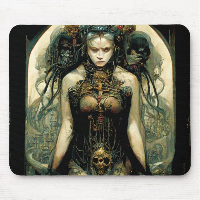 Organic Tech Woman Fantasy Sci-Fi Mouse Mat (Front)