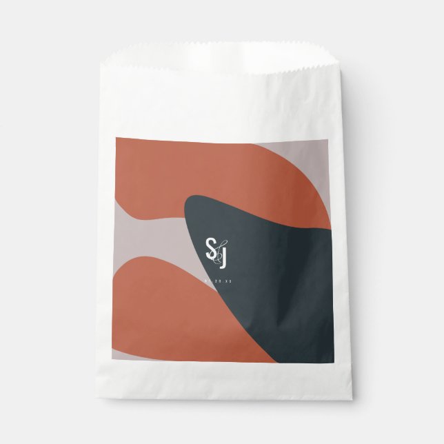 Organic Terracotta Blue Blush Wedding Favour Bags (Front)