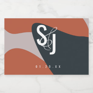 Organic Terracotta Blue Blush Wedding Food Label