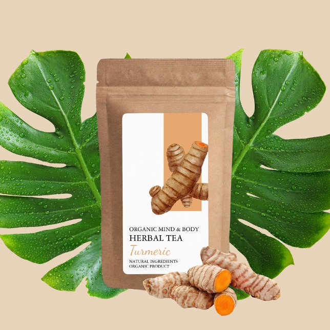 Organic Turmeric Herbal Tea Business Label (Creator Uploaded)