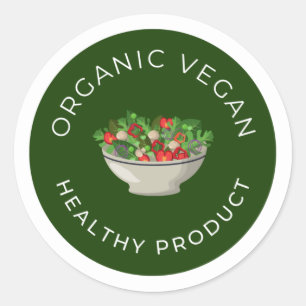 Organic vegan, healthy food classic round sticker