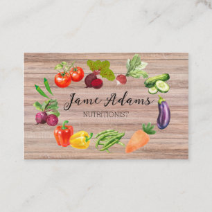Organic Vegetables Watercolor Business Card 