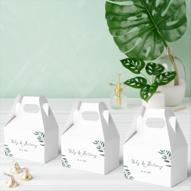 Organic Watercolor Eucalyptus Wedding Favour Box (Multiple)