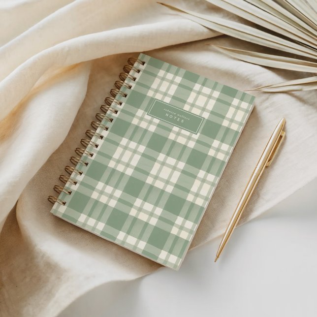 Organic Watercolor Green Gingham Plaid Notebook (Creator Uploaded)