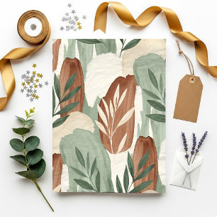Organic Watercolor Sage Green and Oat Milk Botanic Tissue Paper