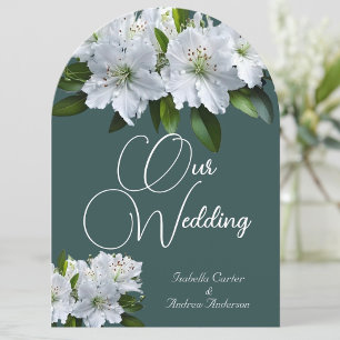 Organic Wedding Azaleas White Grey Green Floral Invitation