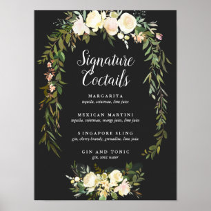 Organic WEDDING  Floral Signature Cocktail Sign