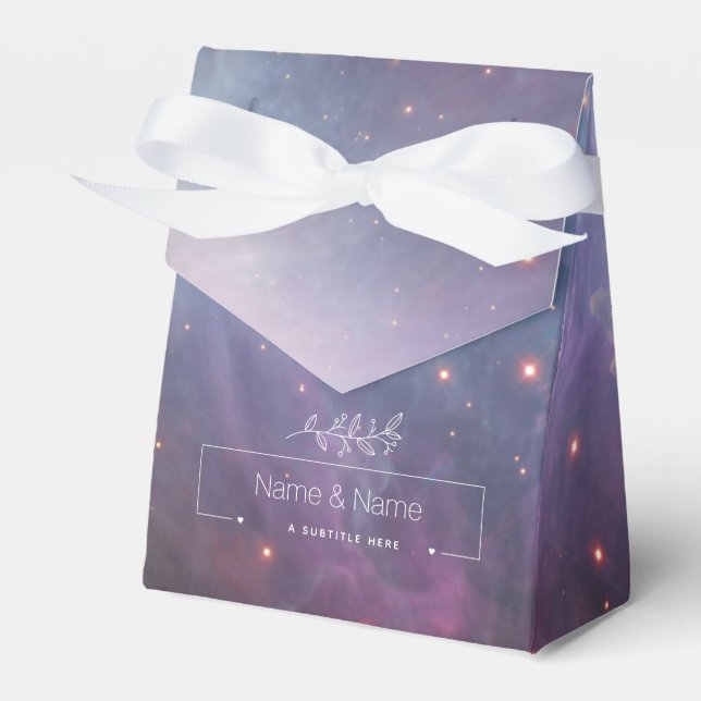 Organic white favour retro orion nebula EDITABLE Box (Front Side)