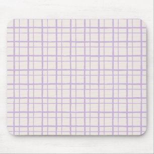 Organic Wobbly Check Grid Pattern Dusty Lilac Mouse Mat