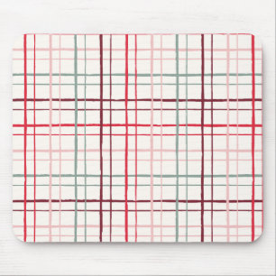 Organic Wobbly Check Grid Pattern Sweetheart Glaze Mouse Mat