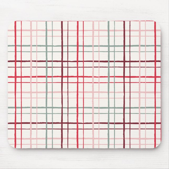 Organic Wobbly Check Grid Pattern Sweetheart Glaze Mouse Mat (Front)