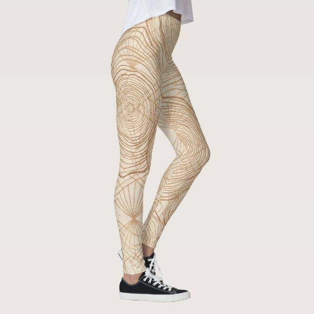 Organic Wood Grain Geometric Zen Pattern Leggings (Right)