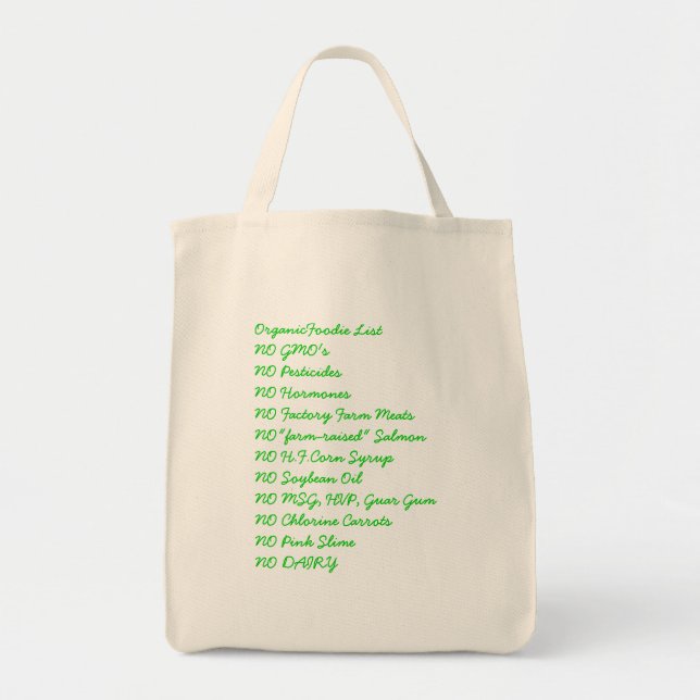 OrganicFoodie List Grocery Bag (Front)