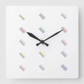 organisation colours geometric design square wall clock