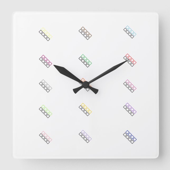 organisation colours geometric design square wall clock (Front)