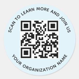 Organisation QR Code Stickers Round Light Blue