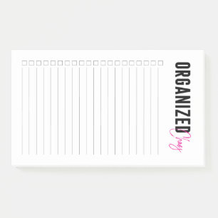 Organised Chaos Pink Lined with Checkboxes Post-it Notes