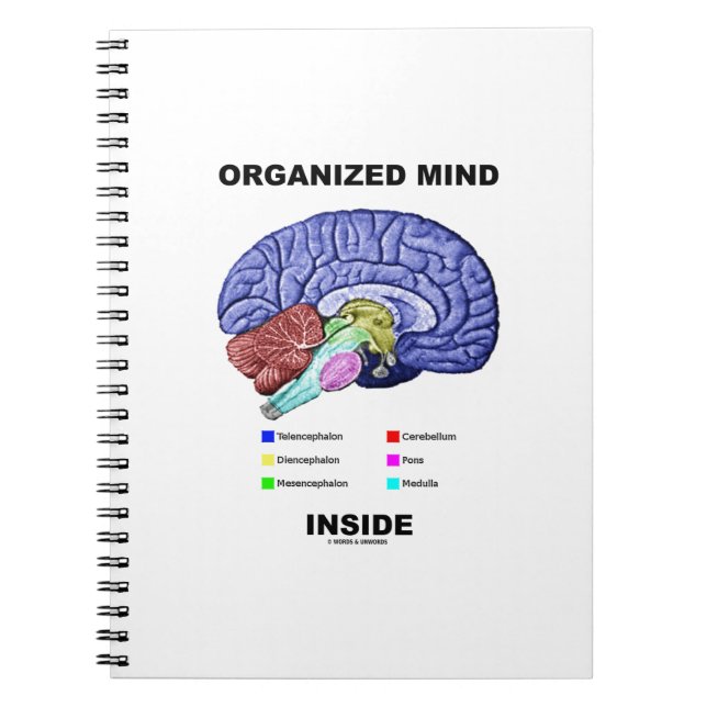 Organised Mind Inside (Anatomical Brain Attitude) Notebook (Front)