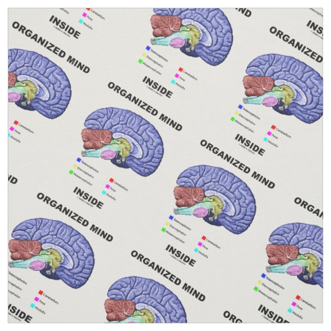 Organised Mind Inside Anatomical Brain Humour Fabric (Swatch)