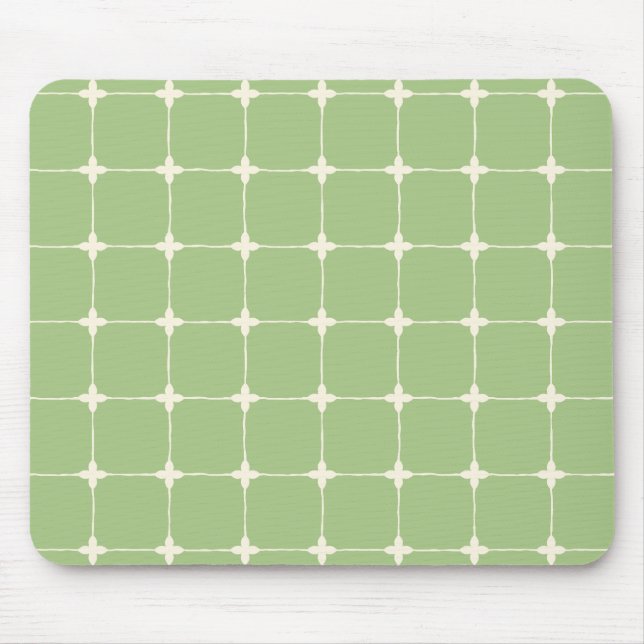Organised Neutral Grid Minimalist Sage Green Mouse Mat (Front)