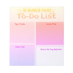Organised Teacher To-Do List Notepad