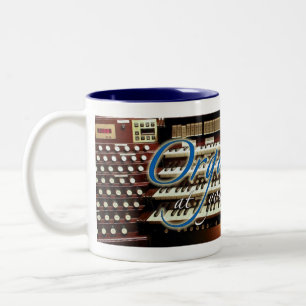 Organist at your service mug - blue letters